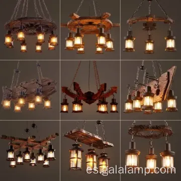 Luz colgante de madera industrial vintage para bares de bar